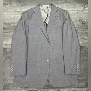 Hardwick White, Brown & Navy Seersucker Plaid Sport Coat 40R